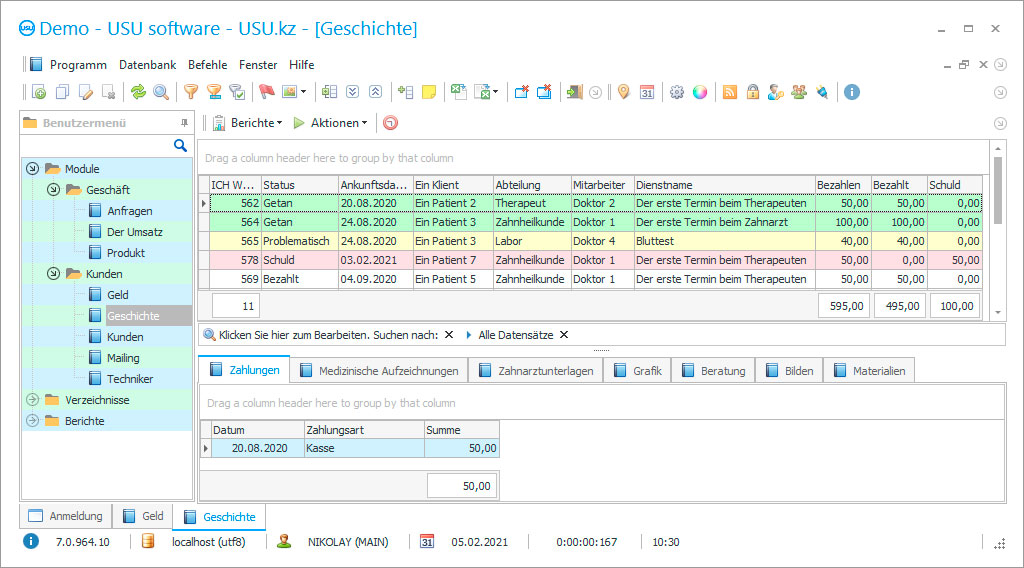 Programm für medizinisches Zentrum